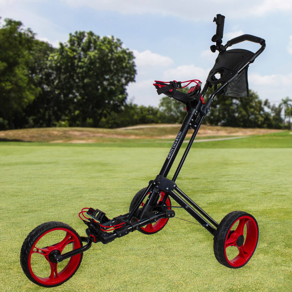 48x22 Black and Red 3 Wheel Golf Push Cart Z34559