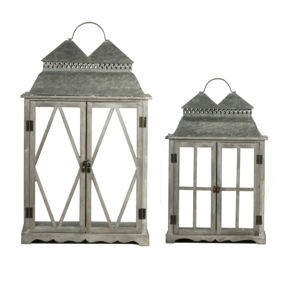 Set of 2 Antique Silver Lanterns O577159