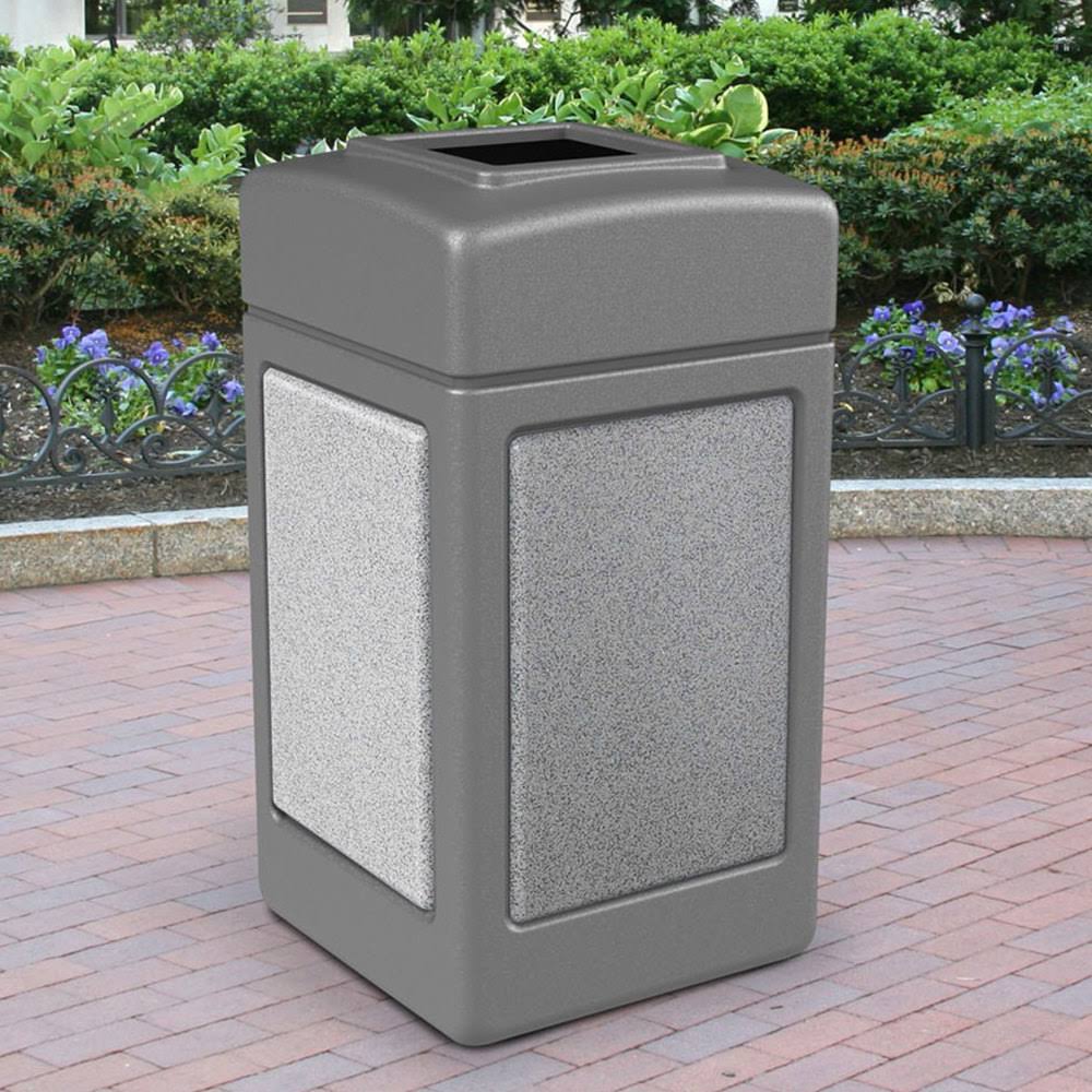 Gray 42 Gallon Square Trash Receptacle H17451