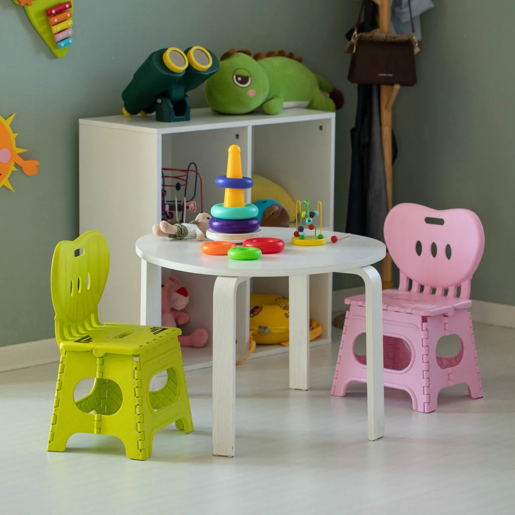 Foldable Step Stool with Back Support and Handle, Green K255