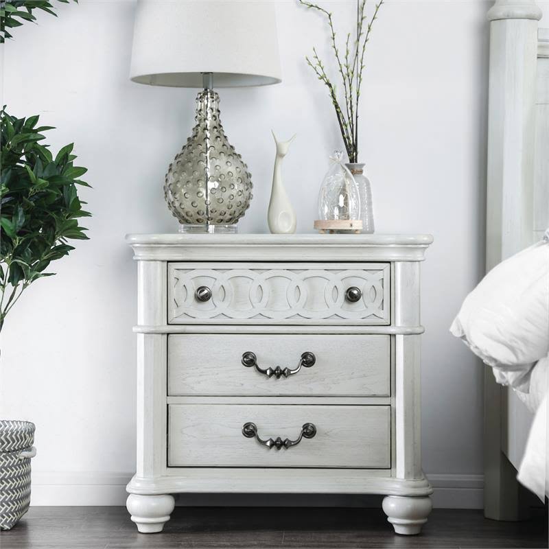 White Wood Nightstand M880