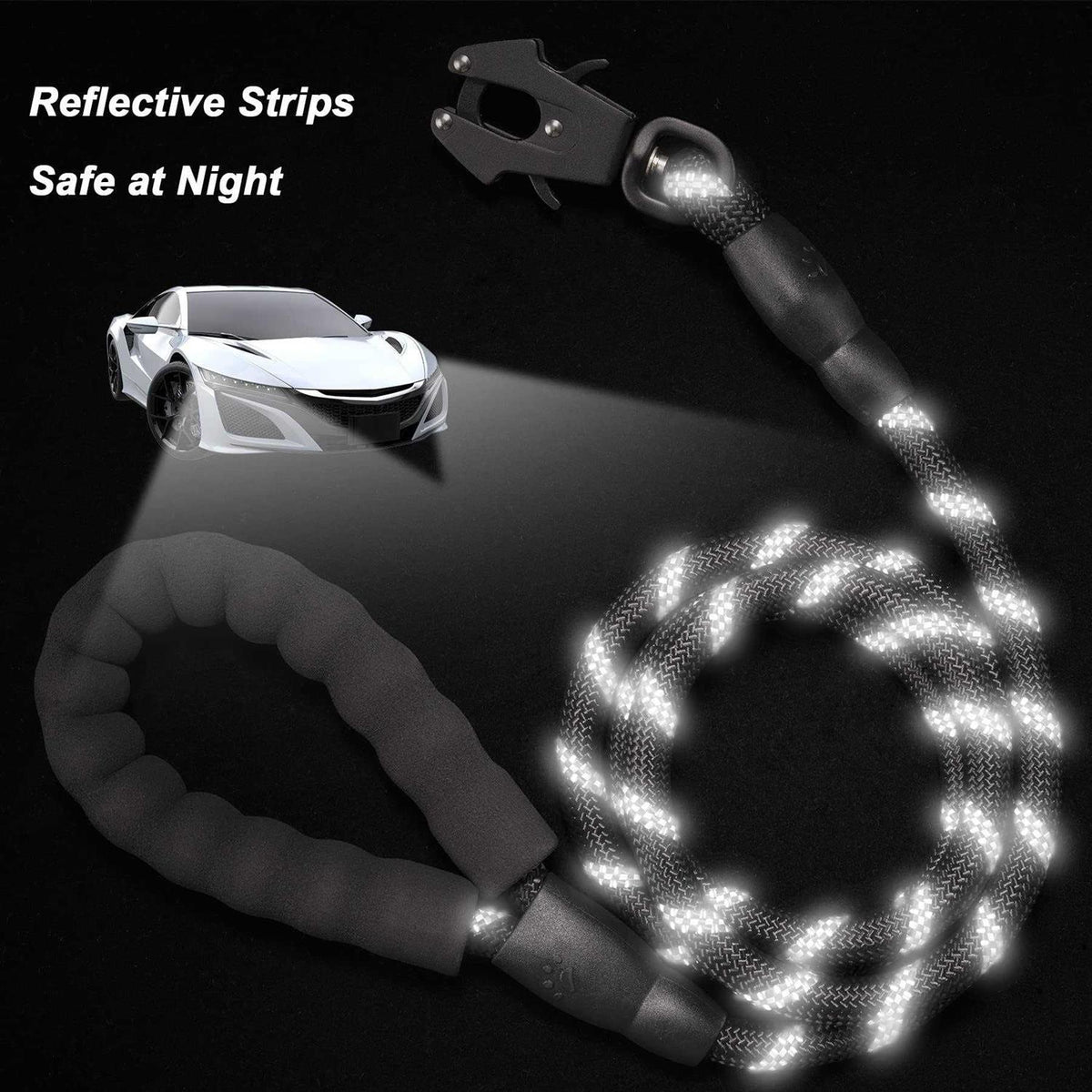 Heavy Duty Reflective Nylon Dog Leash with Locking Clip W4192