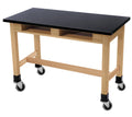 60x22 Black Wood Science Lab Table with Casters E83643
