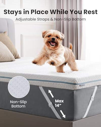 Twin XL 3 Inch Cooling Gel Memory Foam Mattress Topper with Removable Washable Soft Cover Non-Slip F42543