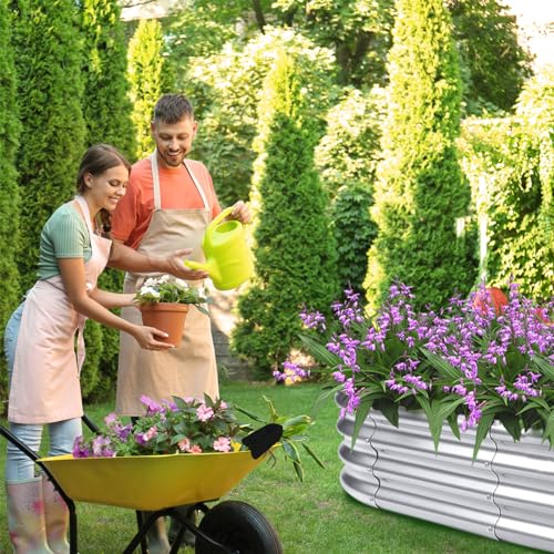 Galvanized Oval Metal Raised Garden Bed, 4x2x1ft R304406