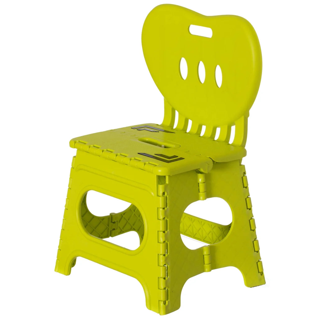 Foldable Step Stool with Back Support and Handle, Green K255