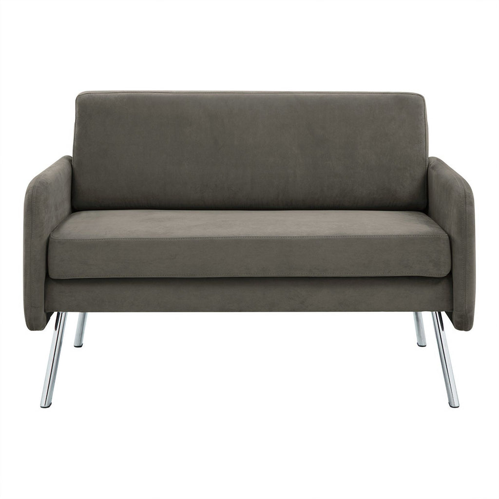 Charcoal Fabric Lounge Loveseat with Chrome Legs Y436913