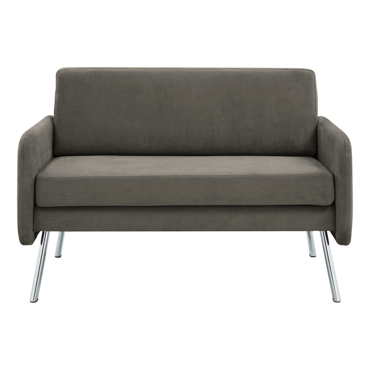 Charcoal Fabric Lounge Loveseat with Chrome Legs Y436913