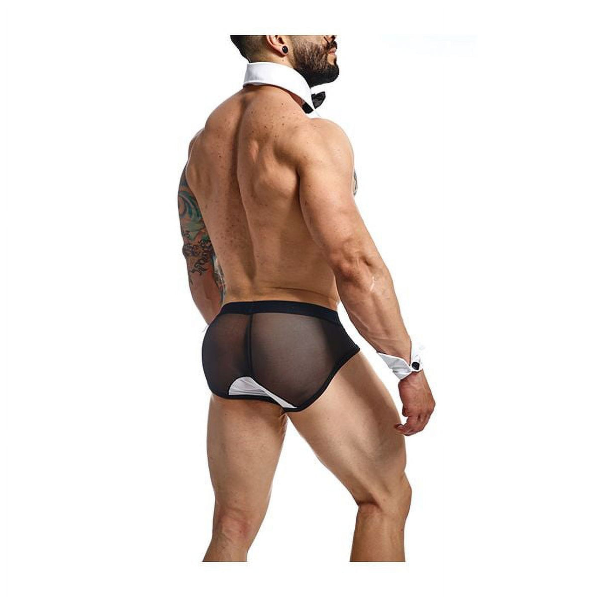 Black/White XL Brief with Bow & French Cuffs G533