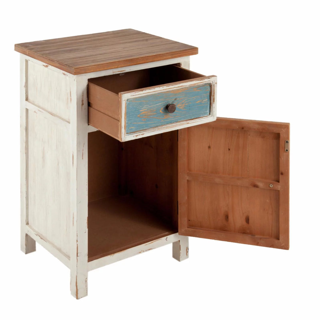 Rustic Multi-Color Wood 1-Drawer 1-Door End Table A39227