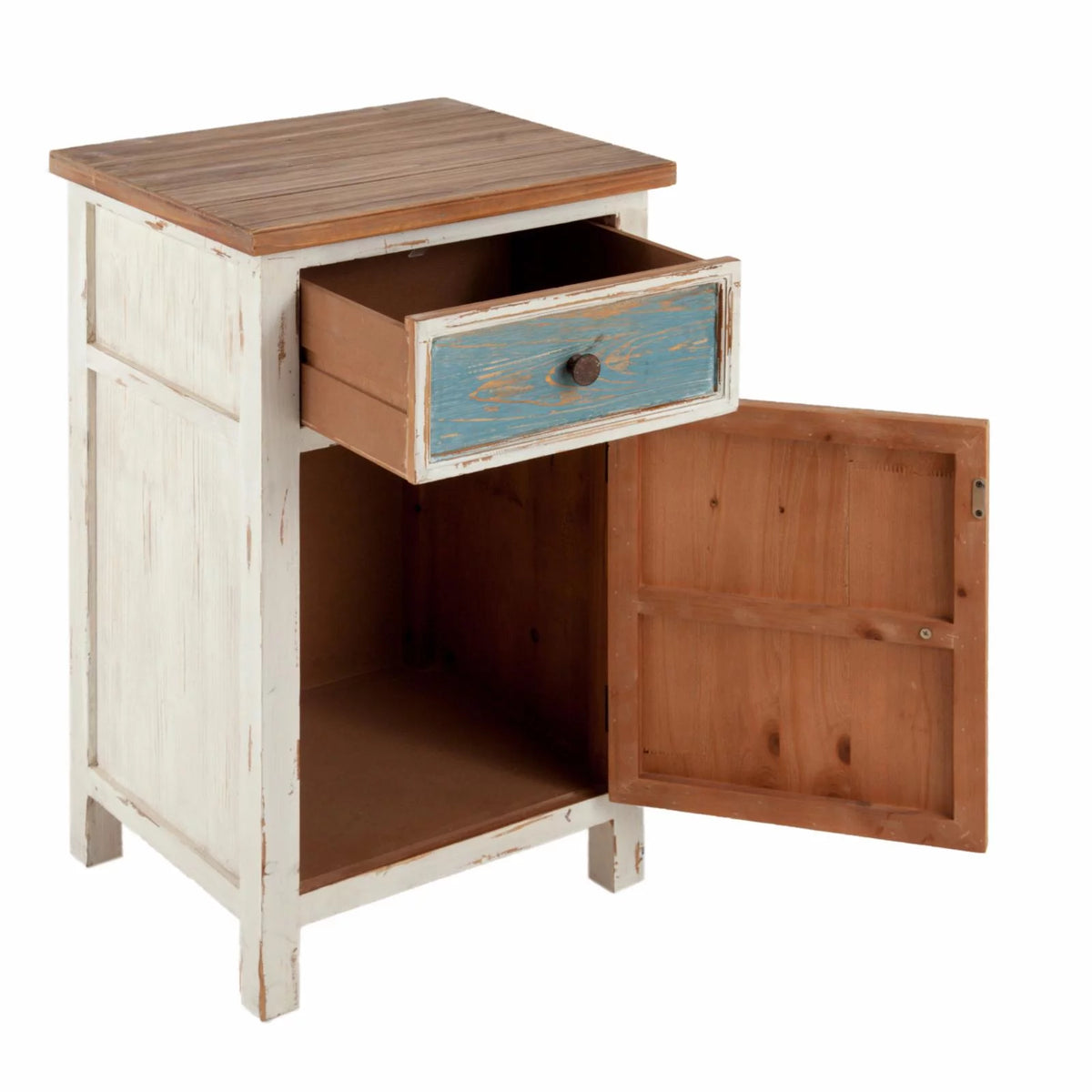 Rustic Multi-Color Wood 1-Drawer 1-Door End Table A39227