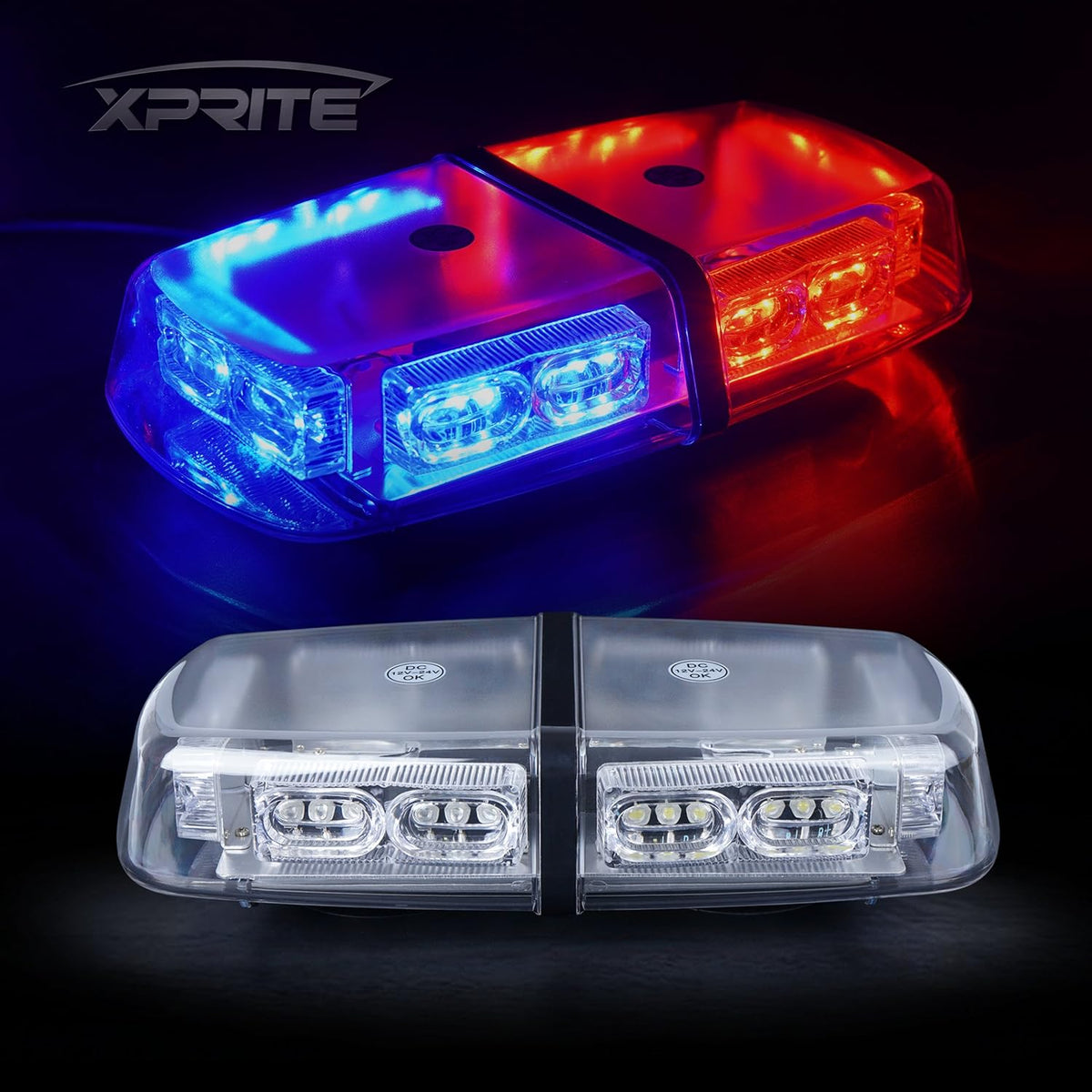 White Red 36 LED Rooftop Mini Bar Strobe Lights with Magnetic Base, Pack of 2 H7349