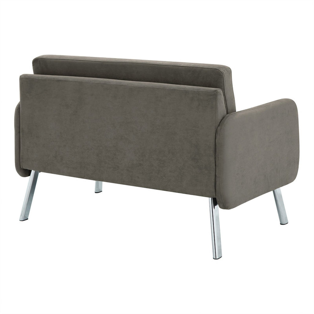 Charcoal Fabric Lounge Loveseat with Chrome Legs Y436913