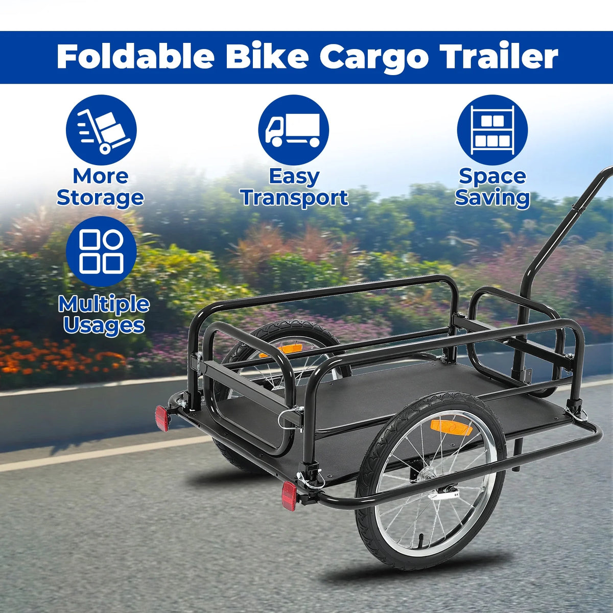 Foldable Bike Cargo Trailer with 16'' Wheels V58605
