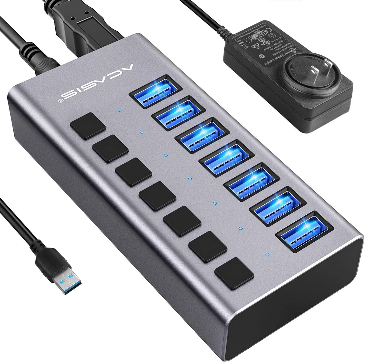 16 Ports USB 3.0 Data Hub with On/Off Switches and Power Adapter U860829