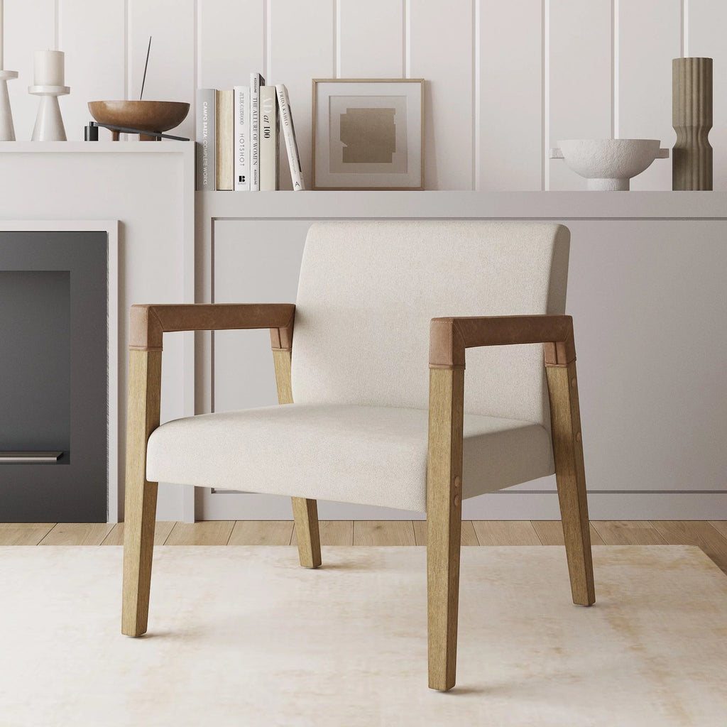 Natural Flax Upholstered Accent Chair with Arms X3103