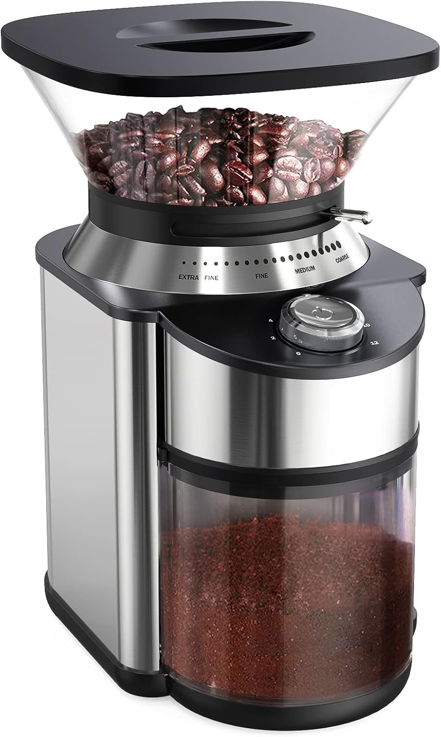 Stainless Steel Conical Burr Coffee Grinder with 19 Precise Grind Settings, Pack of 2 P209
