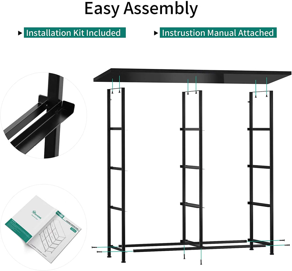 8 Drawer Fabric Dresser with Wooden Top Shelf U852