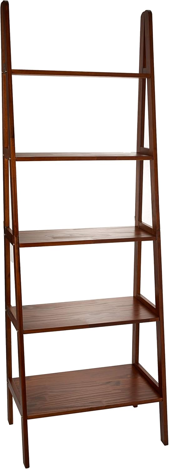 White 5-Shelf Corner Ladder Bookcase Z395
