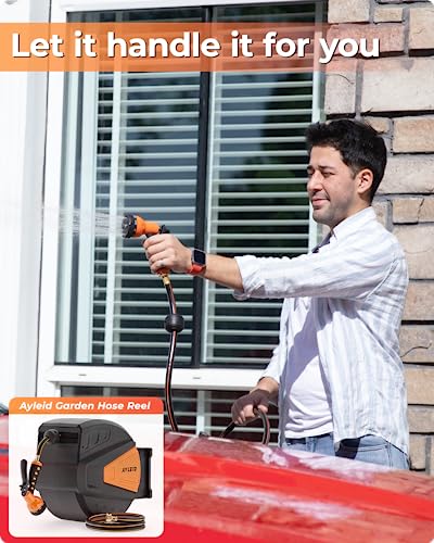 Garden Hose Reel, 1/2 in x 100 ft Wall Mounted, Grey L579