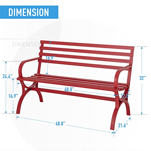 50" Black Cast Iron Outdoor Bench with Floral Backrest C628