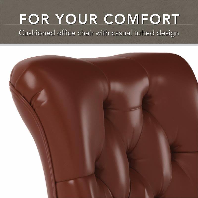 Harvest Cherry Leather Mid Back Tufted Office Chair L50734