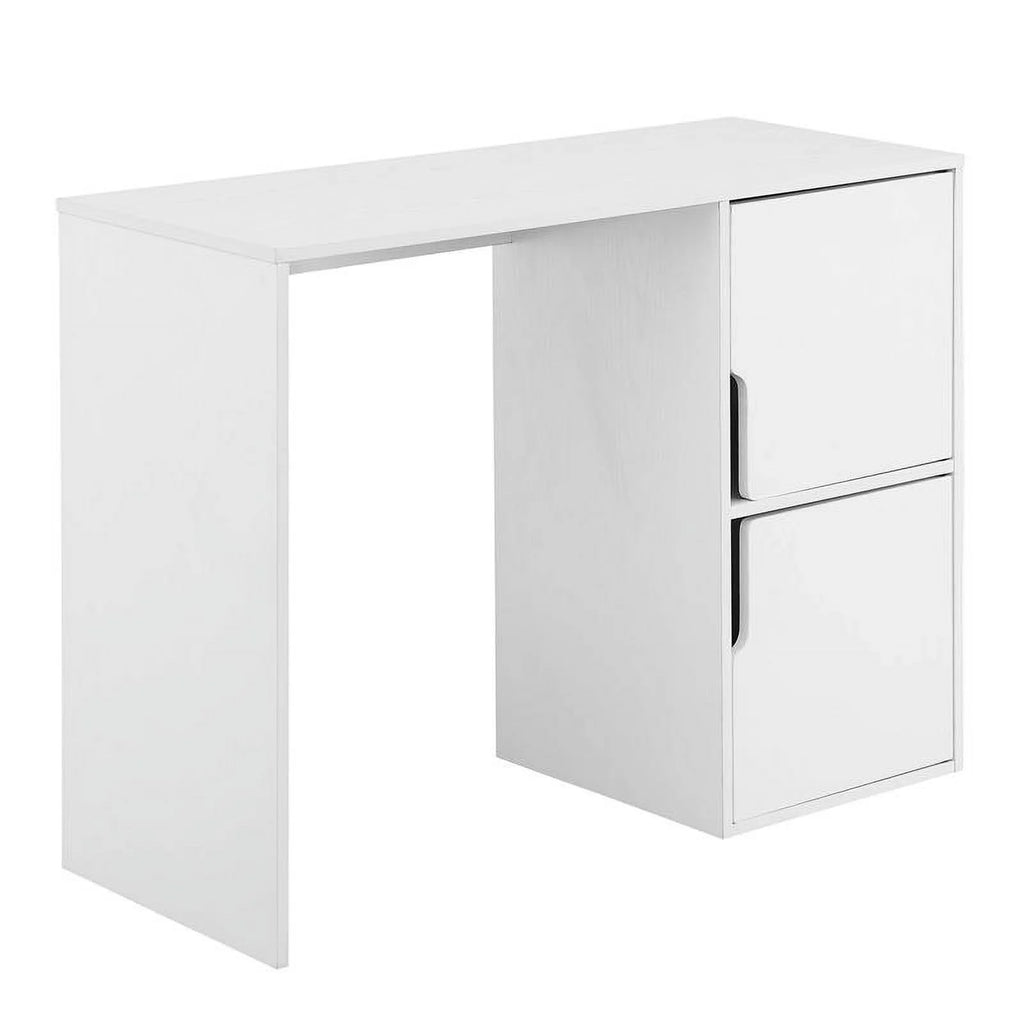 Student Desk with Storage Cabinets in White Wood Finish D813328