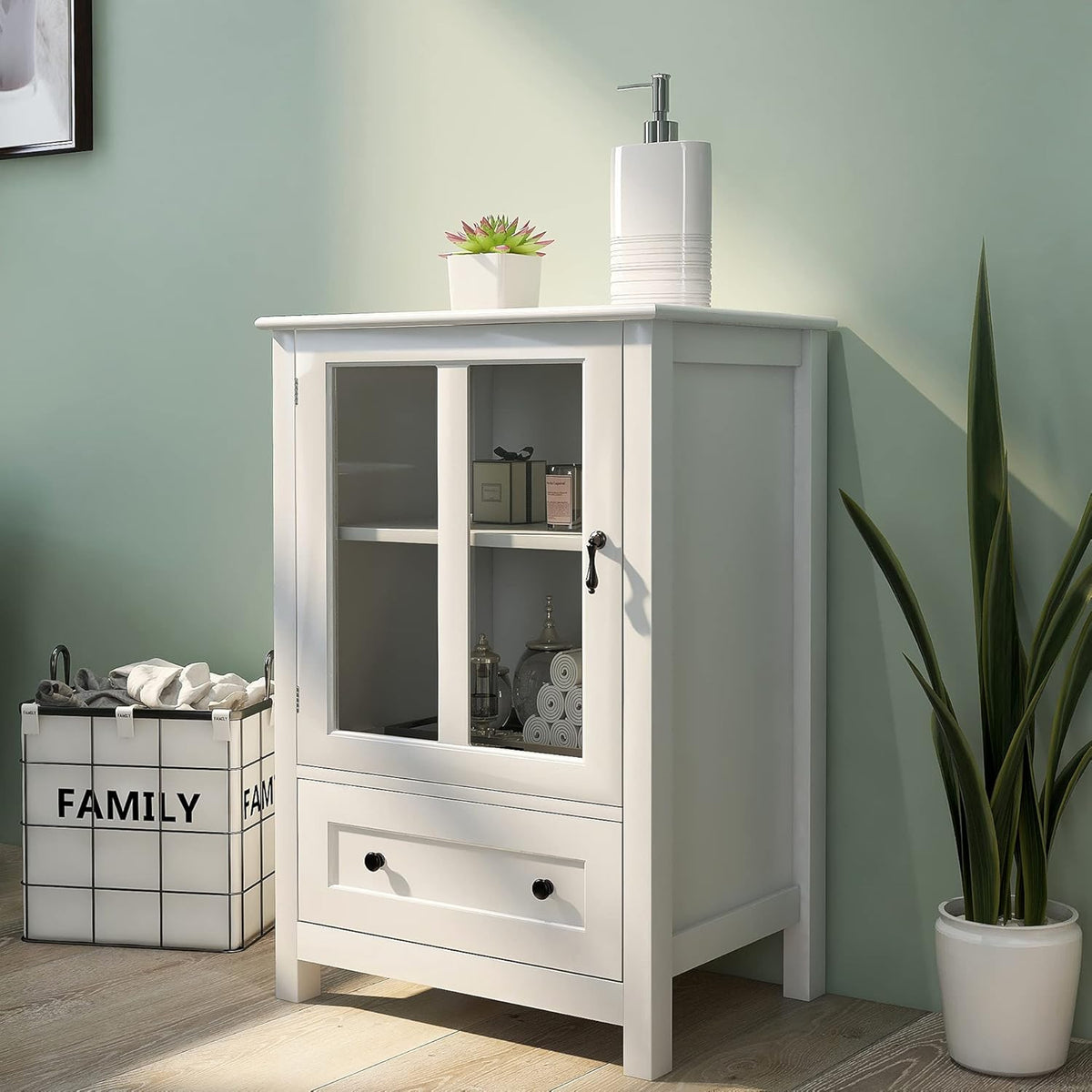 White Wooden Kitchen Storage Sideboard with Drawer Q235