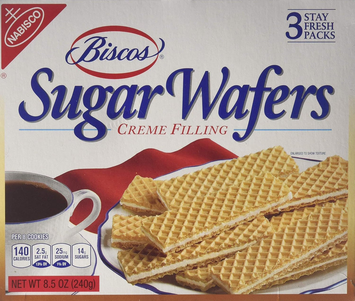 Sugar Wafers, 3 Stay Fresh Packs, 8.5 Ounce Box, Pack of 2 F37334