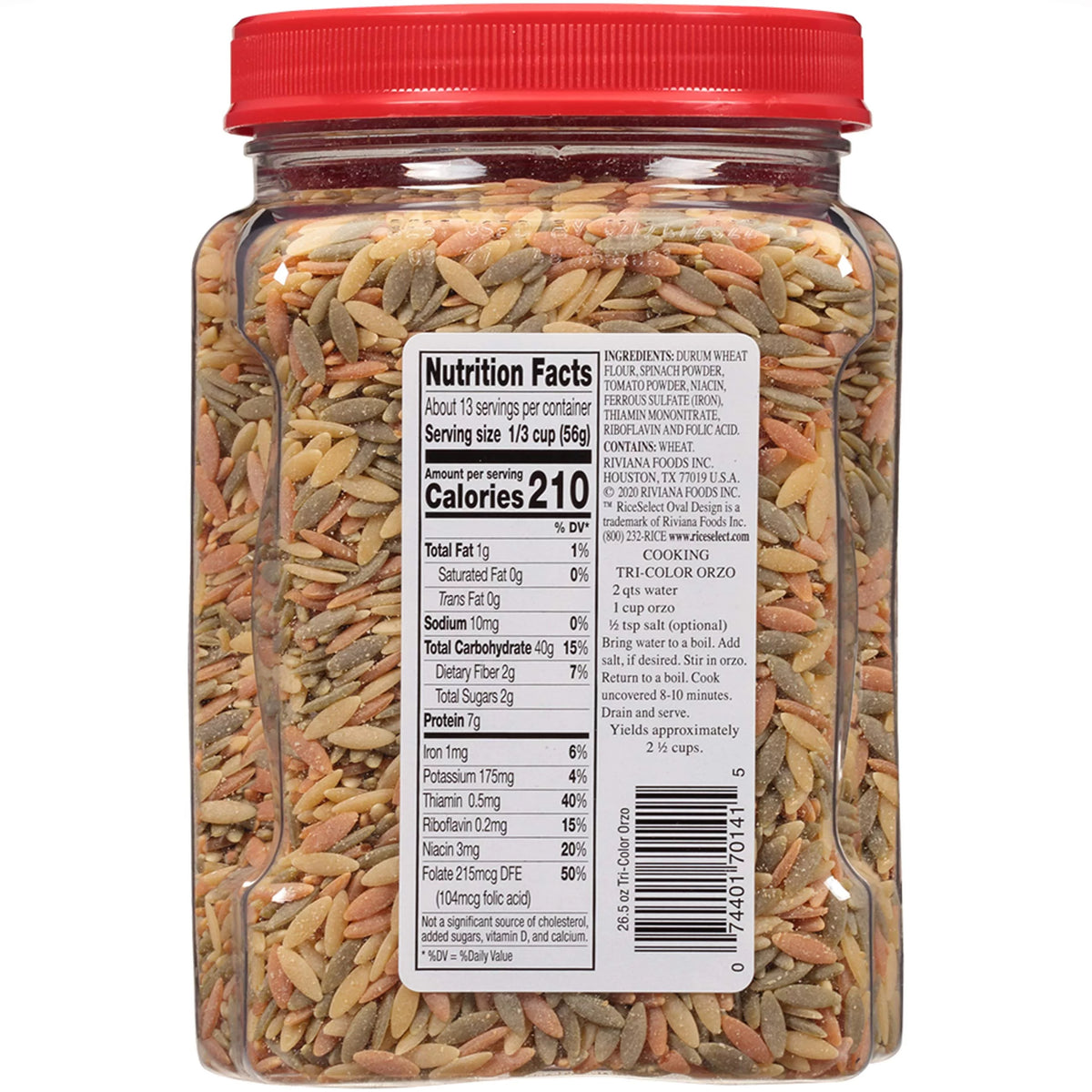 26.5 oz Tri-Color Orzo Pasta (Pack of 4 Jars) B7324
