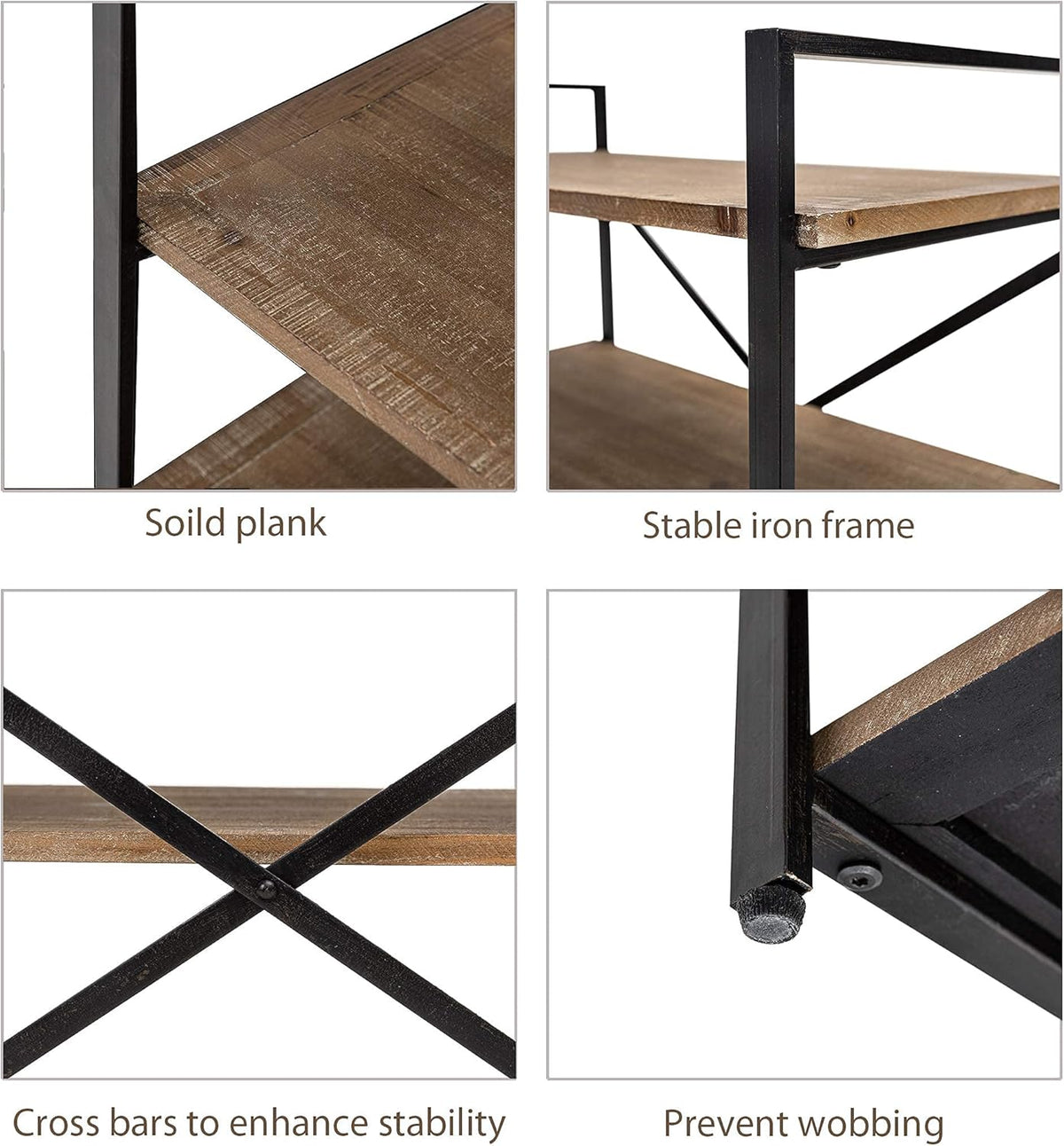 Solid Wood 3 Tier Bookshelf Storage Rack D990