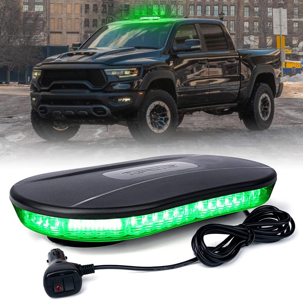 White Green LED Strobe Beacon Lights Bar Magnetic Base Pack of 2 C58851