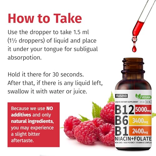 (2 Pack) Vitamin B12 Liquid Drops, 5000 mcg with Vitamin B6, 80 Servings Y80438