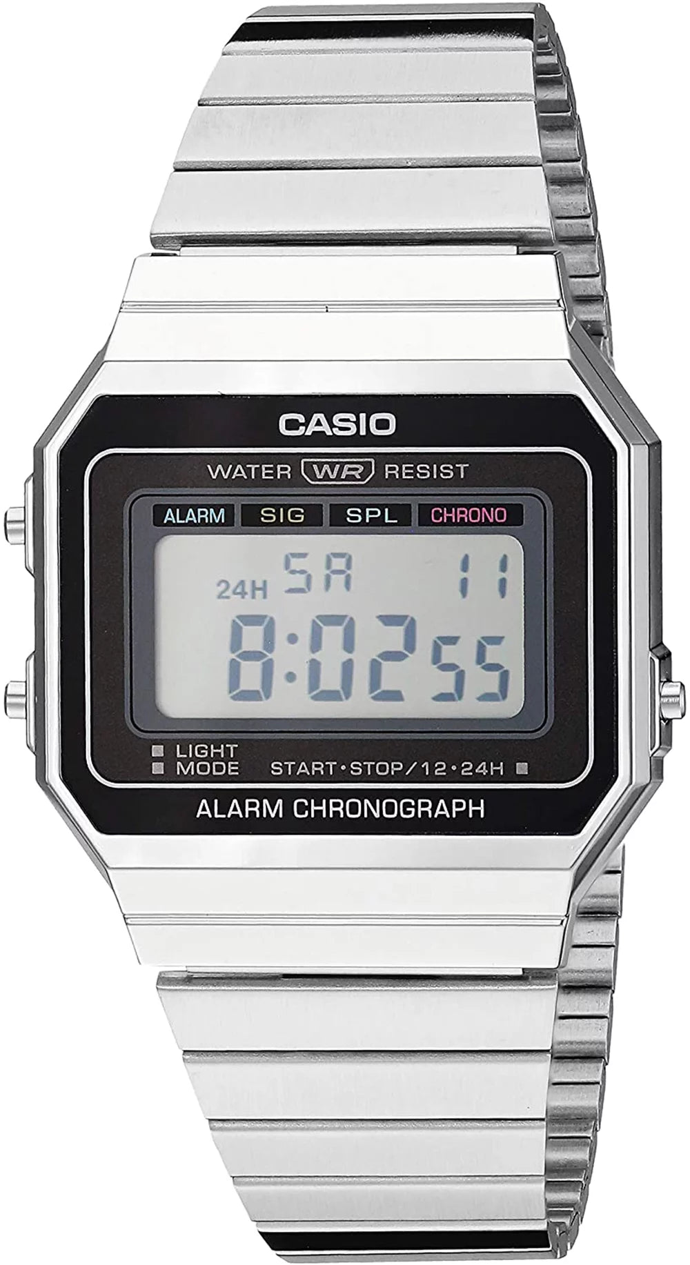 Slim Digital Stainless Steel Watch W8438