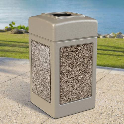 Gray 42 Gallon Square Trash Receptacle H17451