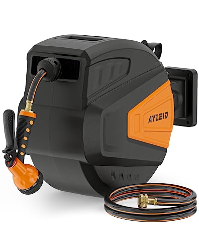 Garden Hose Reel, 1/2 in x 100 ft Wall Mounted, Grey L579