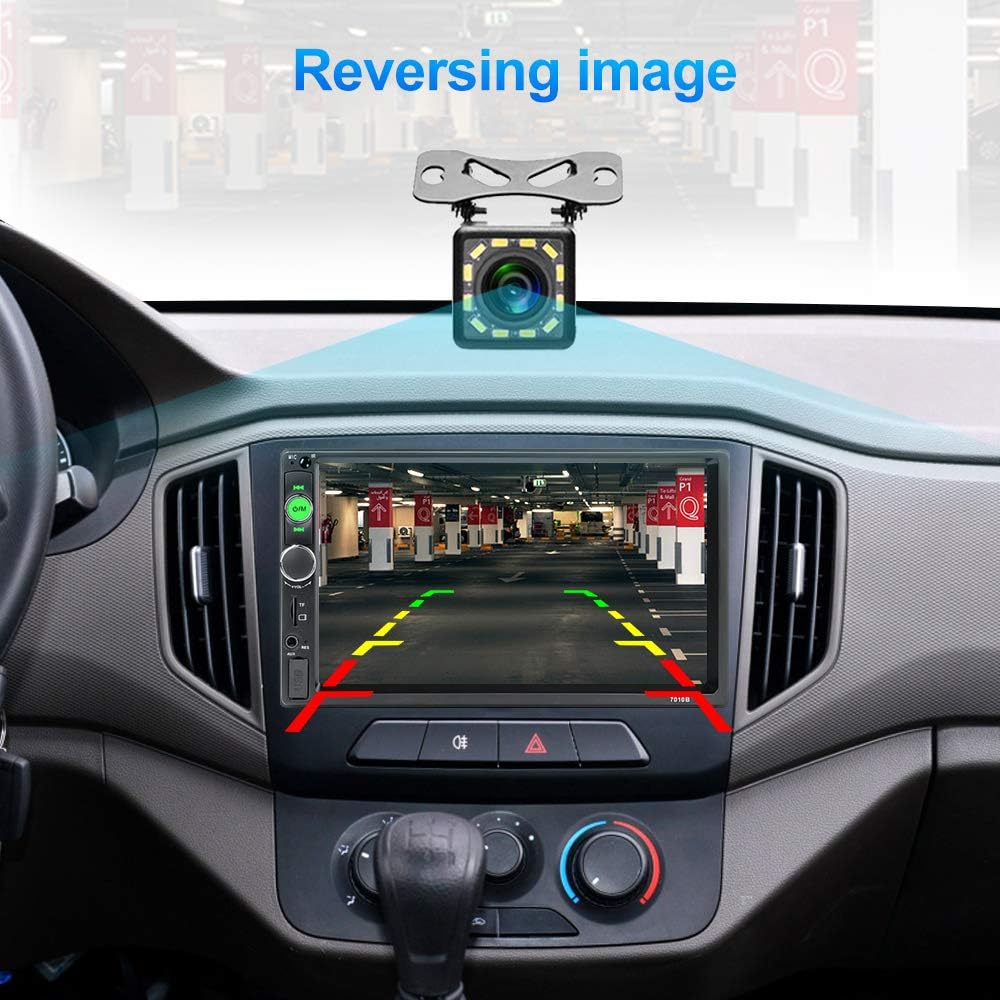7 Inch Double Din Touchscreen Car Stereo with Bluetooth and Backup Camera Q1168