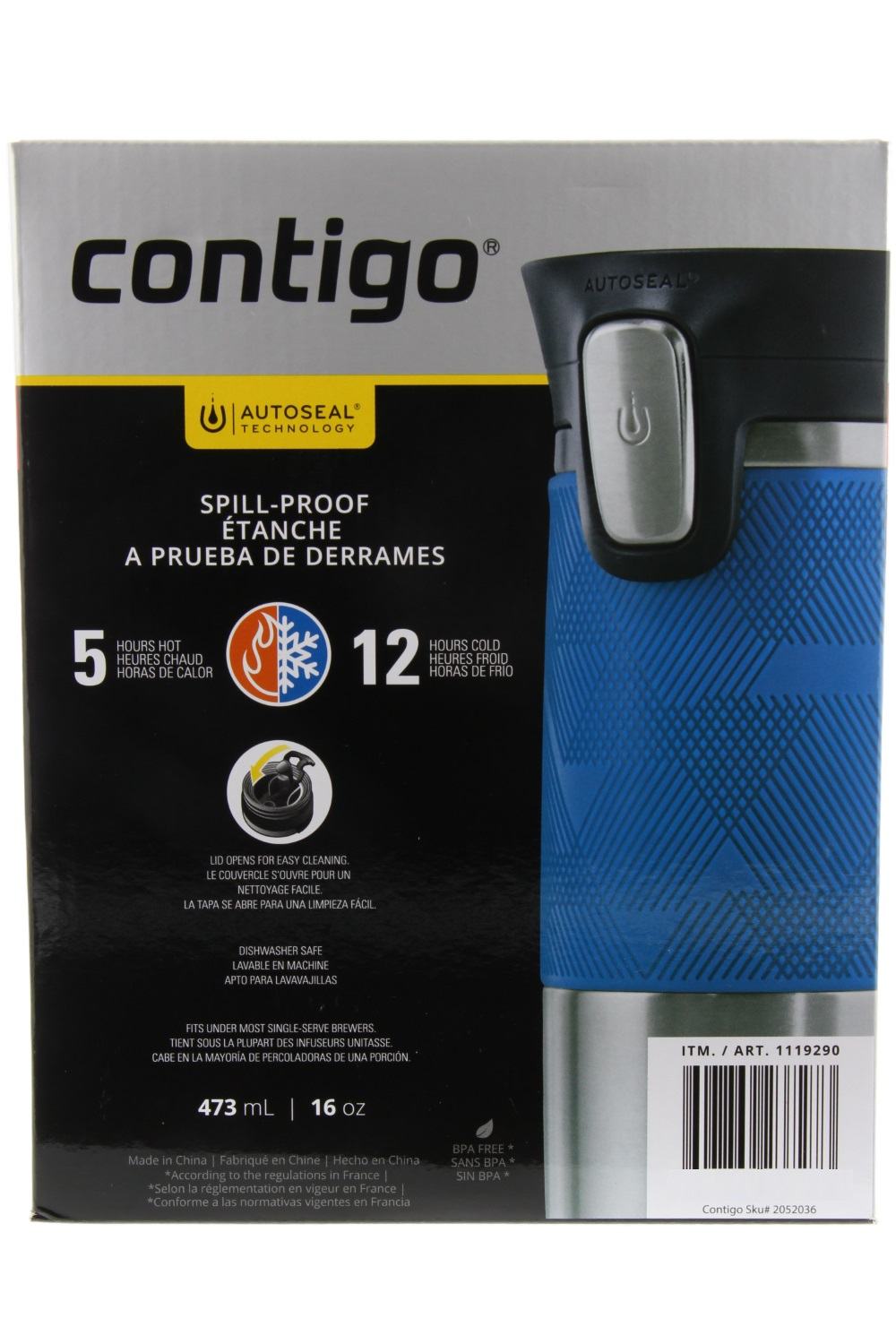 16oz Stainless Steel Spill-Proof Travel Mug (2 Pack) W6234