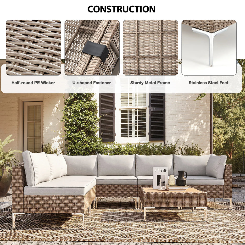 7 Piece Patio Furniture Set with Soft Cushion F15782