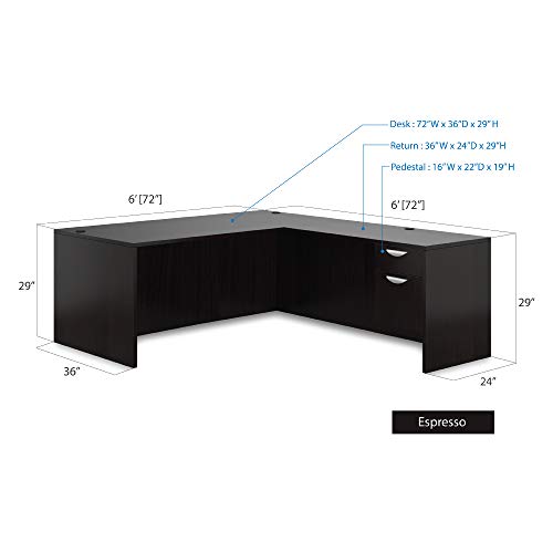 3 Person Workstation Cubicle (6'D x 18'W x 4'H) with Desk, Mahogany B92754