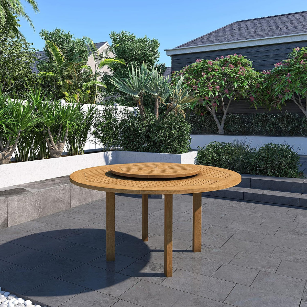 7-Piece Round Dining Set, Eucalyptus Wood, Brown M2819
