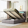 Queen Velvet Upholstered Storage Bed with LED Light B142728