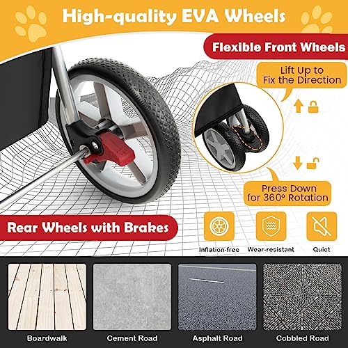 Navy Folding Pet Stroller with 4 Lockable Wheels and Removable Liner H268