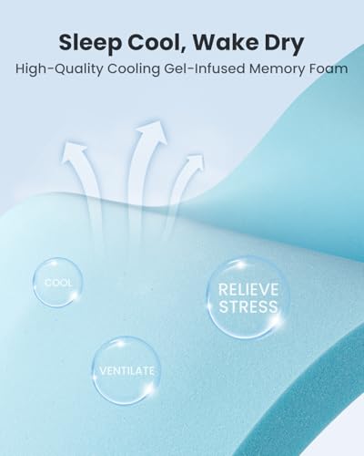Twin XL 3 Inch Cooling Gel Memory Foam Mattress Topper with Removable Washable Soft Cover Non-Slip F42543