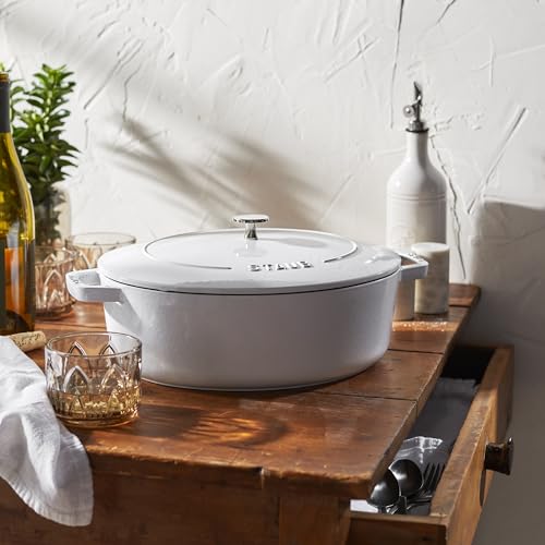 White Cast Iron Shallow Oval Dutch Oven X595857