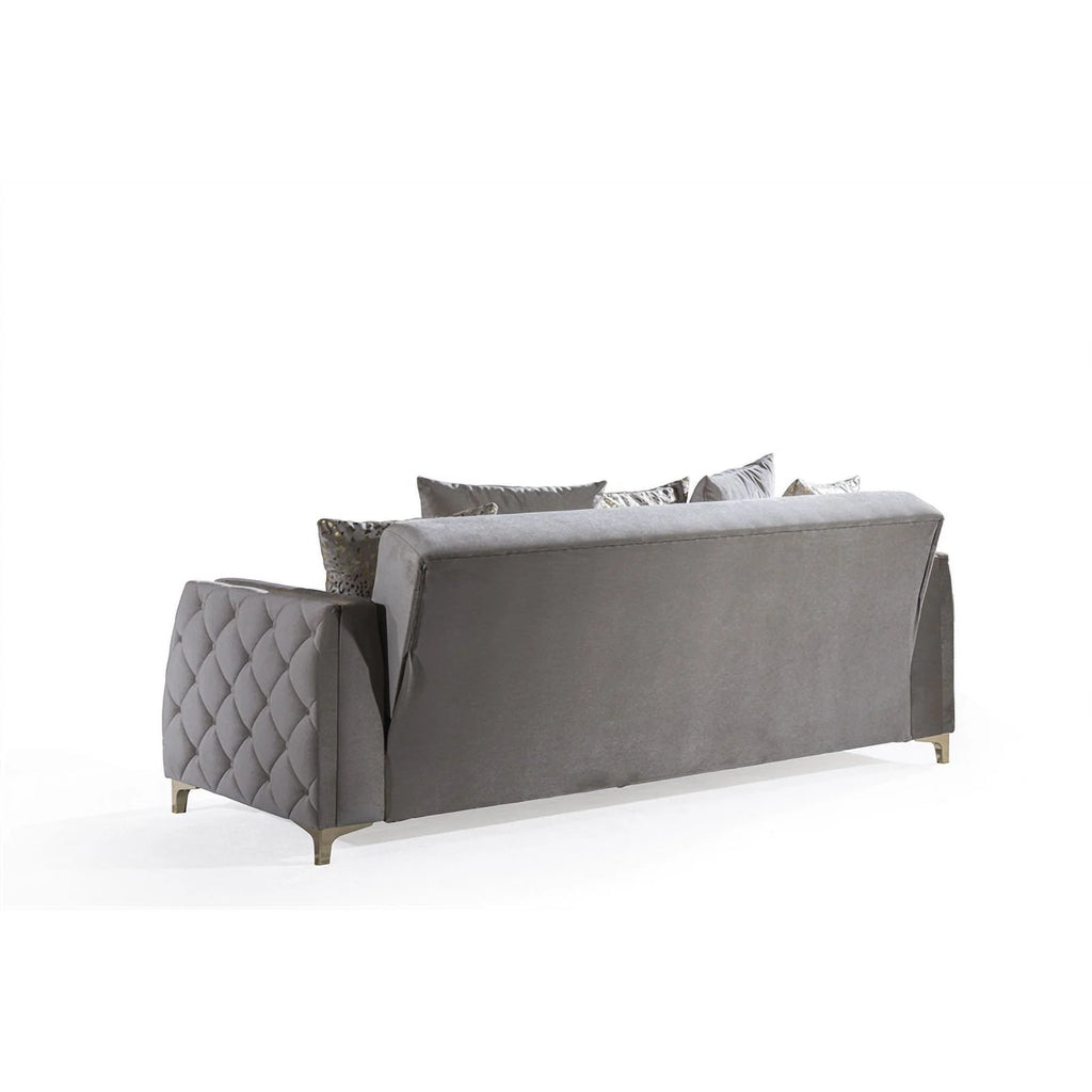 Taupe Sofa with Wood and Under-seat Storage W448