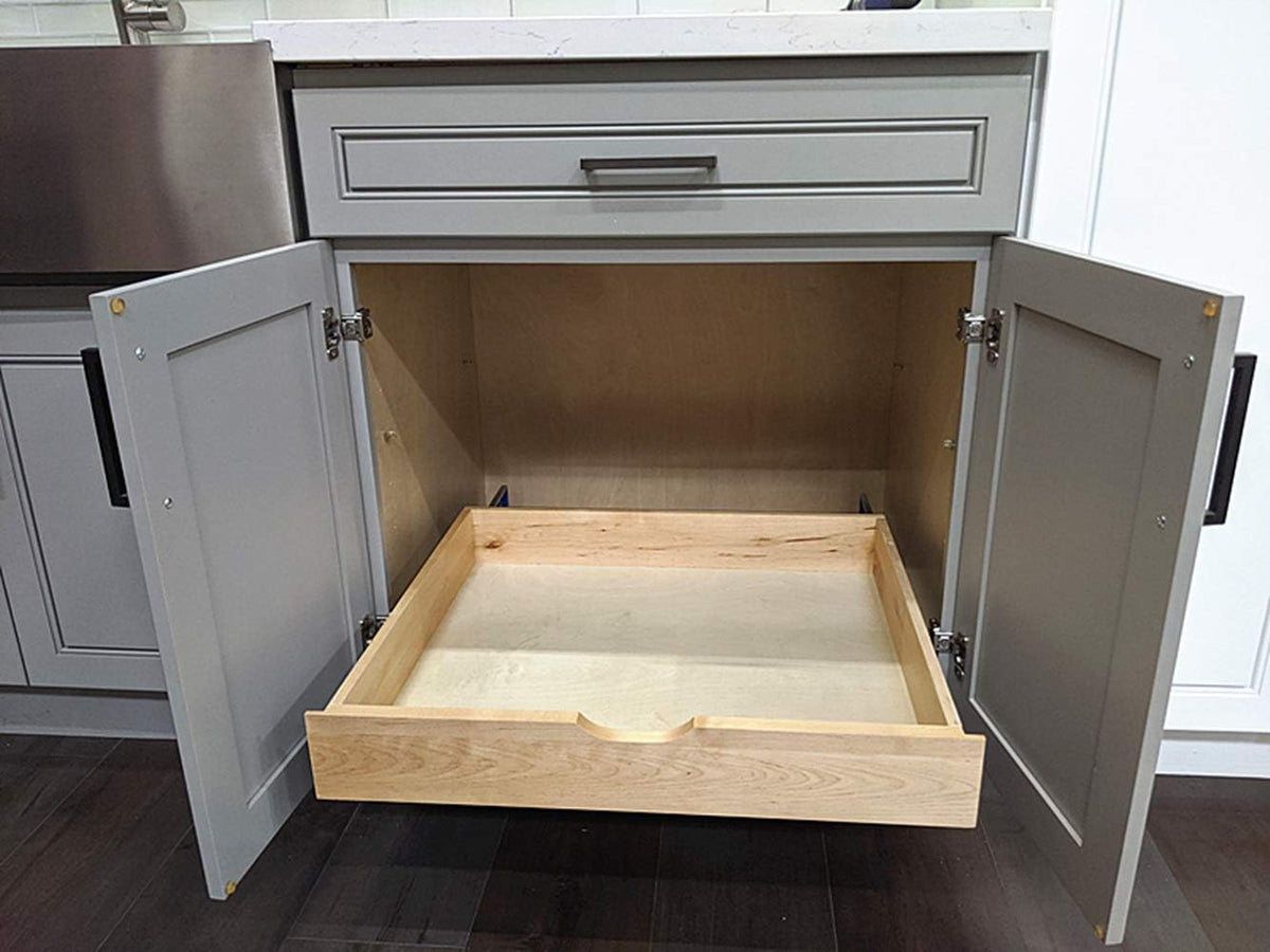 Soft Close Wooden Under Cabinet Pull Out Drawer Organizer (26 Inch) M140