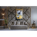 Taupe Sofa with Wood and Under-seat Storage W448