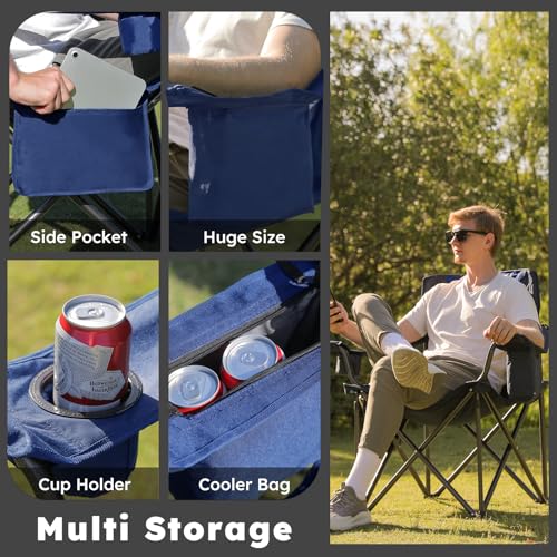 Oversized Red Folding Camping Chair Set of 2 with Carry Bag W5016
