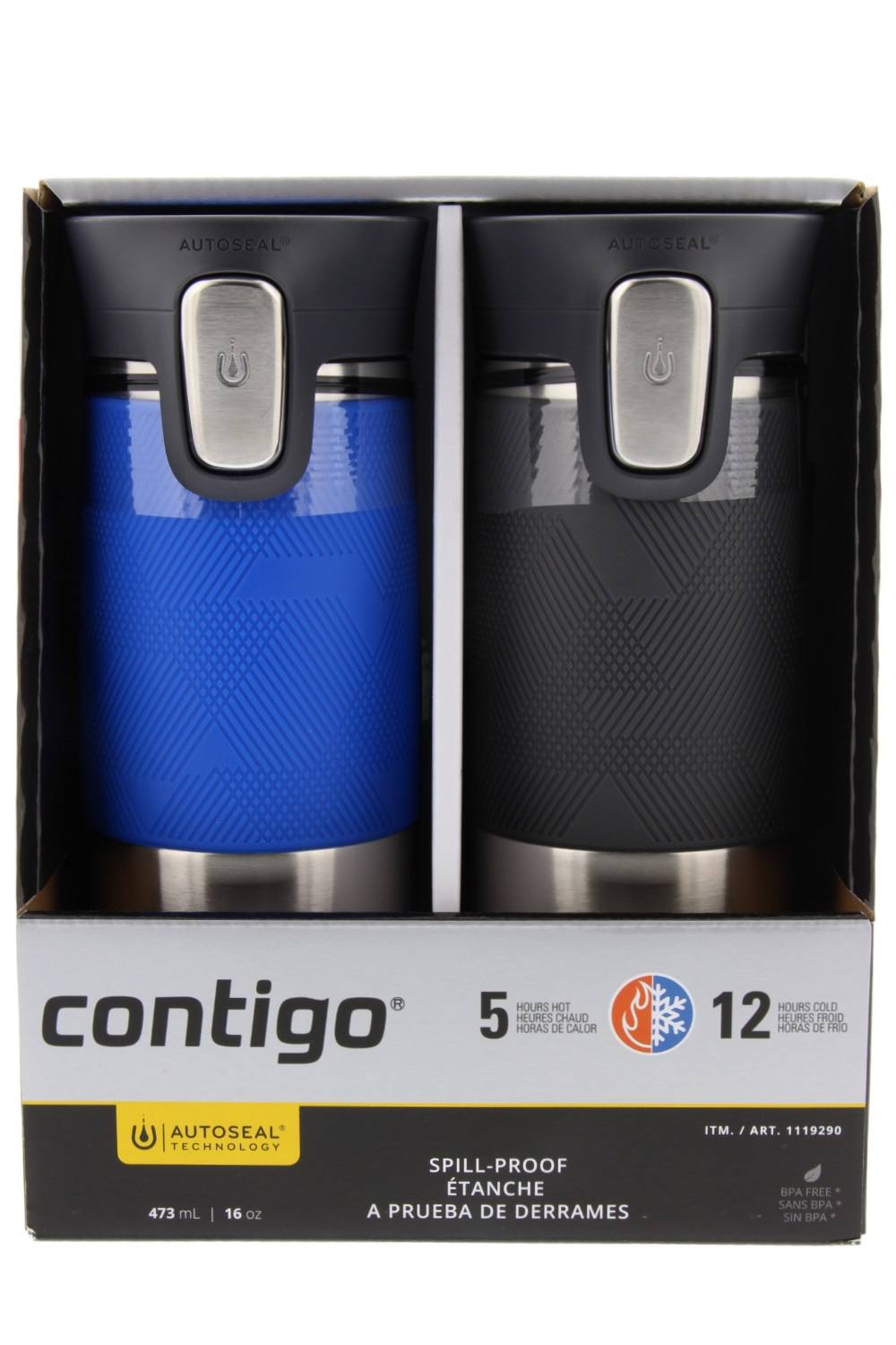 16oz Stainless Steel Spill-Proof Travel Mug (2 Pack) W6234